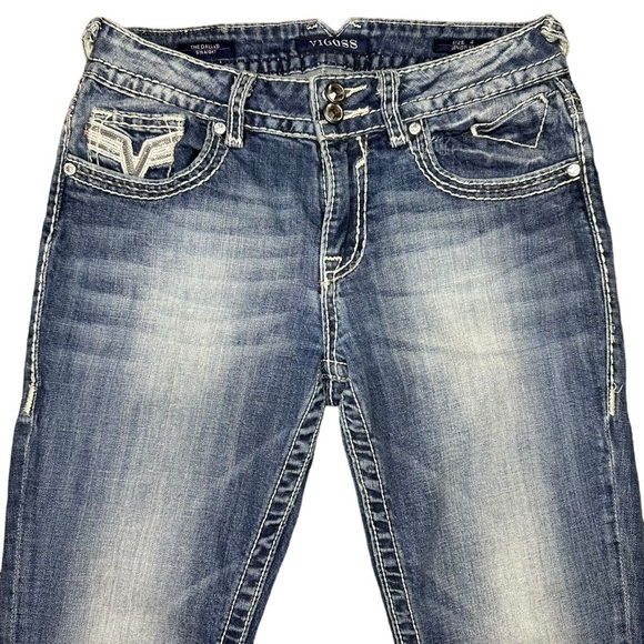 Vigoss The Dallas Straight Leg Mid Rise Embellished Denim Jeans Size 4 Length 33 - Picture 5 of 11